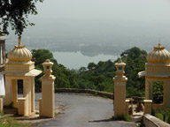 View of Fatehsagar lake from Sajjangarh Palace.